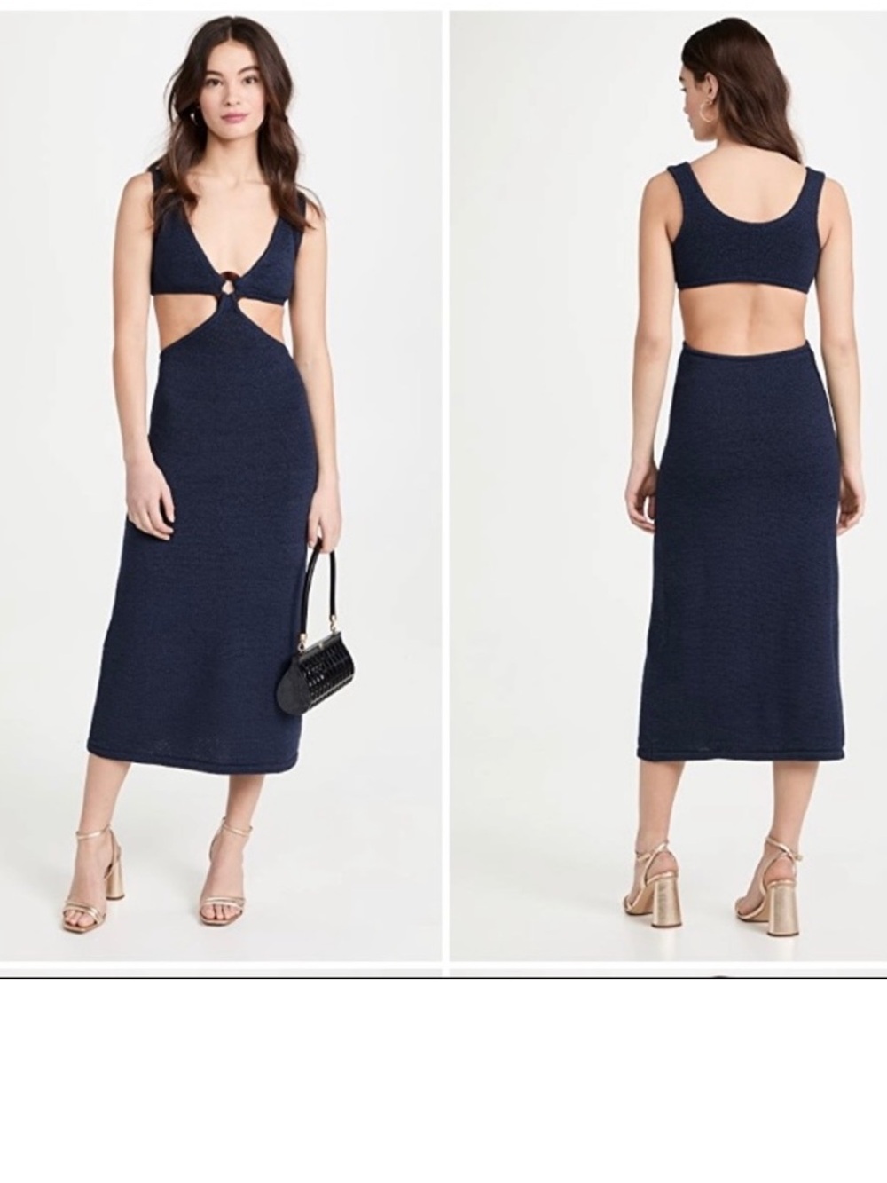 Cult Gaia Bank Embellished cutout knit midi dress in blue